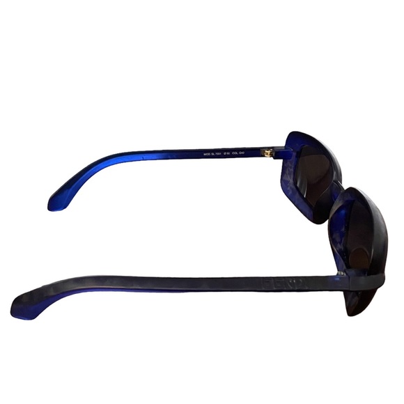 Rare 90s Vintage FENDI Blue Matte Dark Tint Square Shaped Sunglasses - Picture 9 of 11